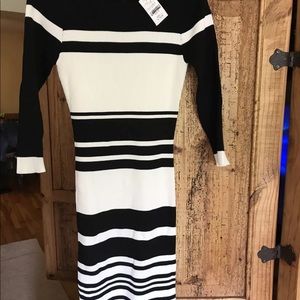 Brand new black/white rib knit dress